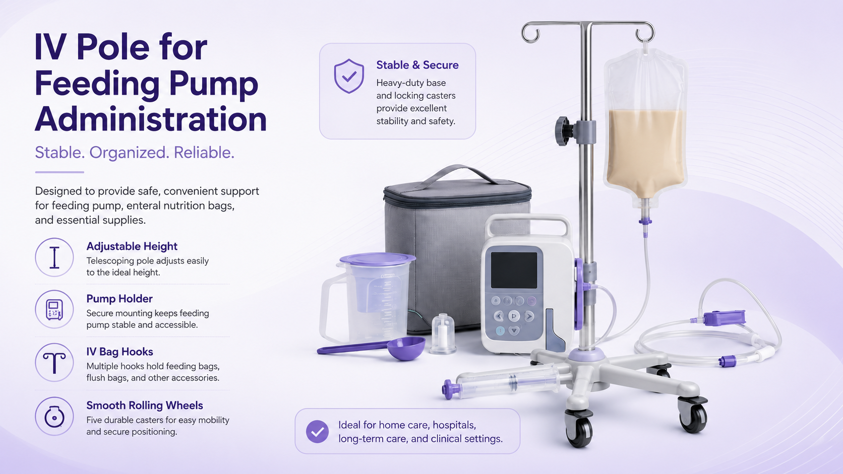 IV pole for enteral feeding